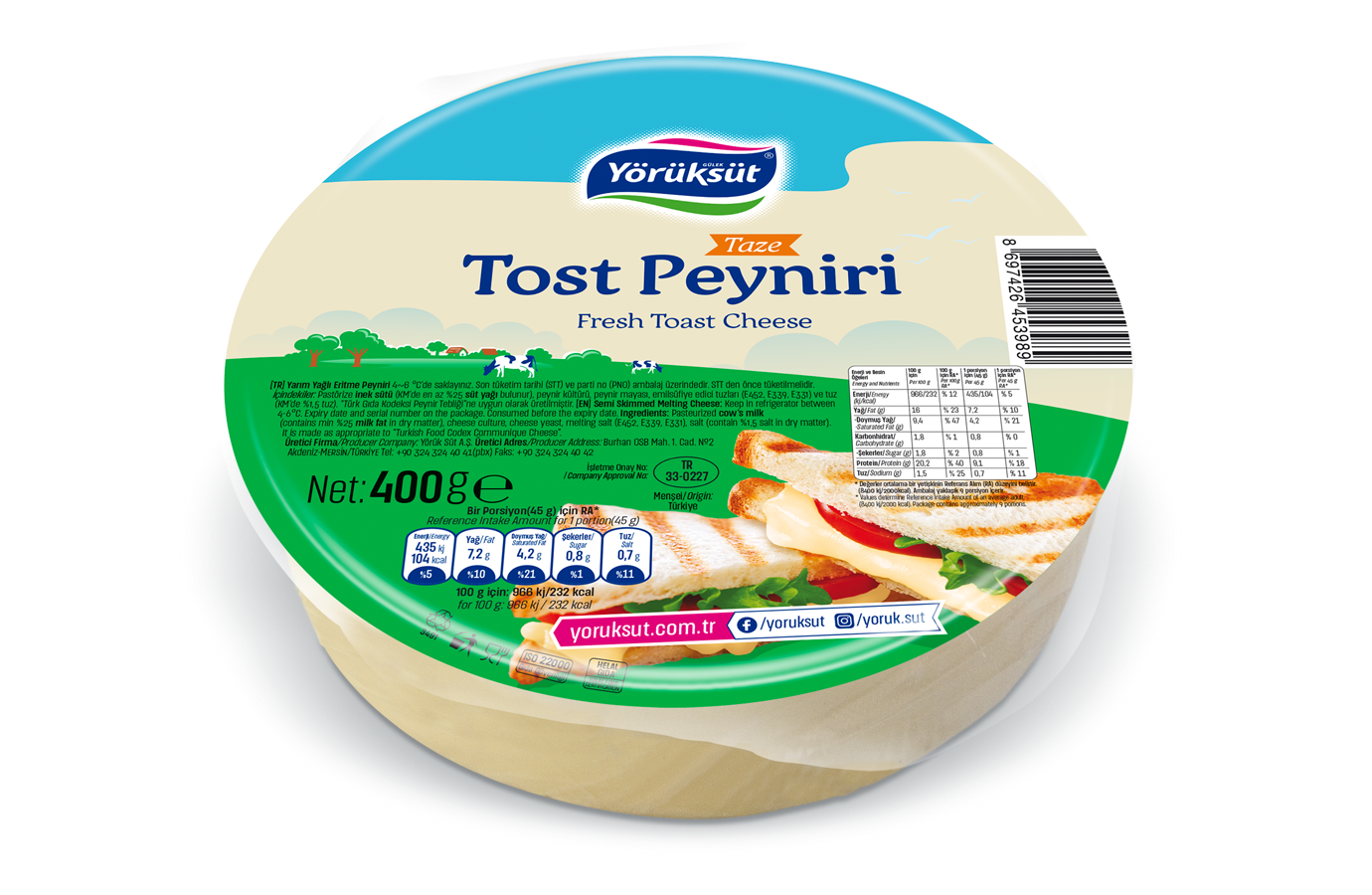FRY Yörüksüt Tost Peyniri 400 Gr